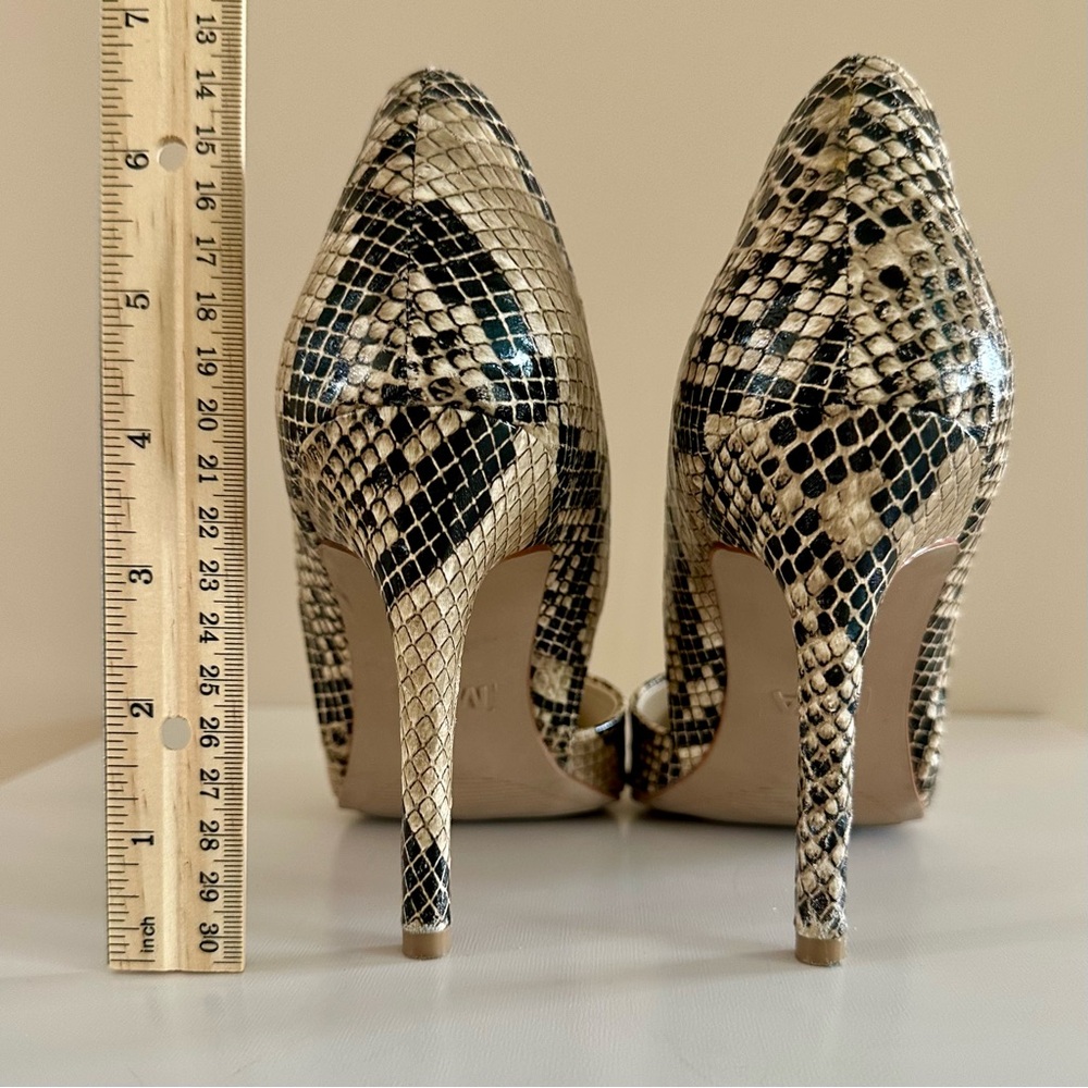 L l MIA | Black & Tan D’Orsay Snakeskin Pumps Sz 7.5 - Picture 3 of 5